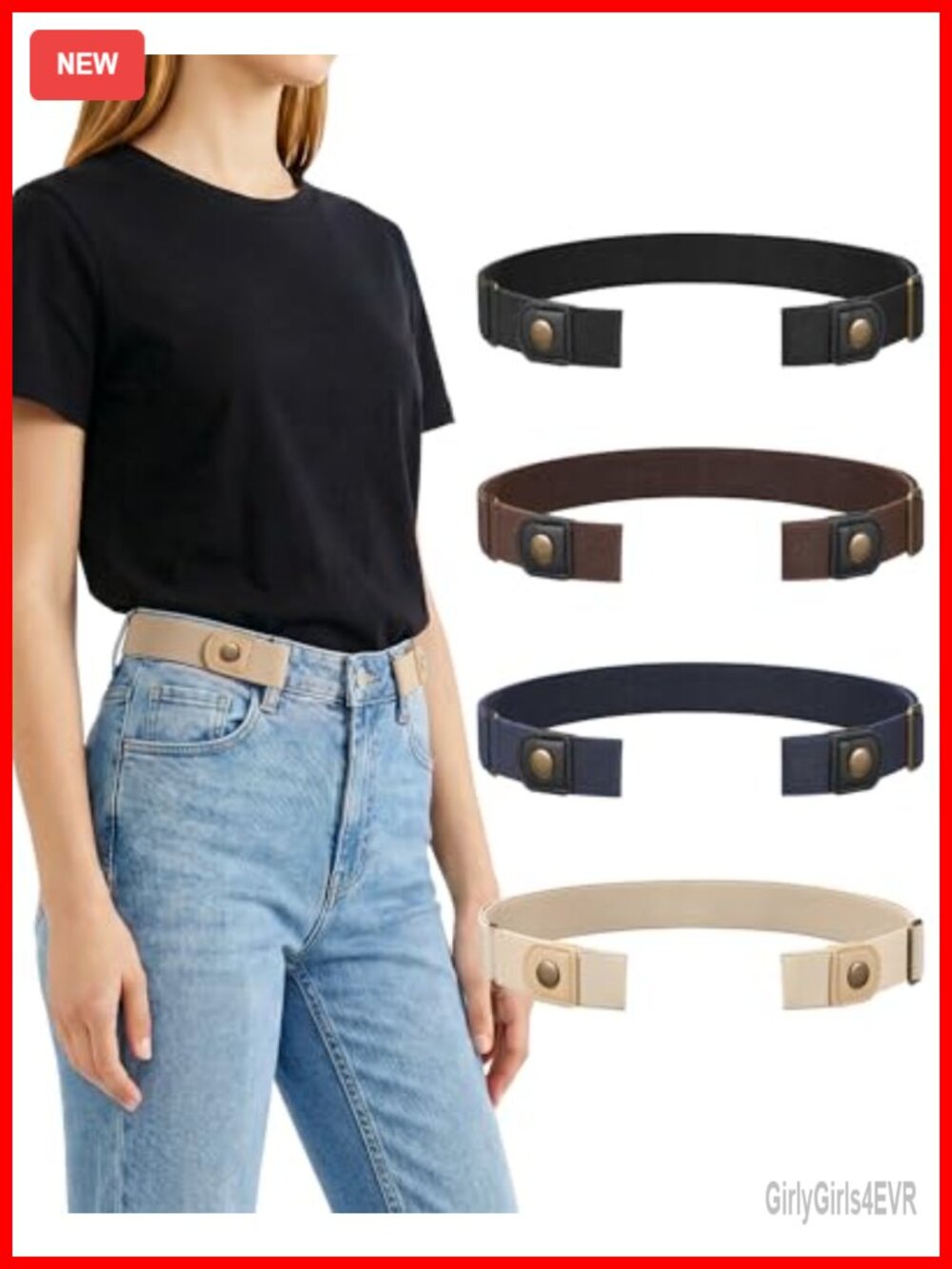 No Buckle Elastic Belts for Women Men Adjustable Stretch Belt Invisible Bands